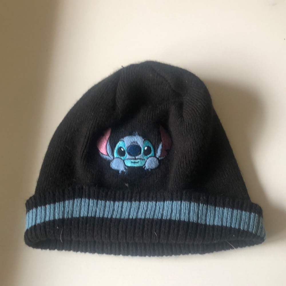 Disney Black and Blue Stitch Knit Beanie Hat